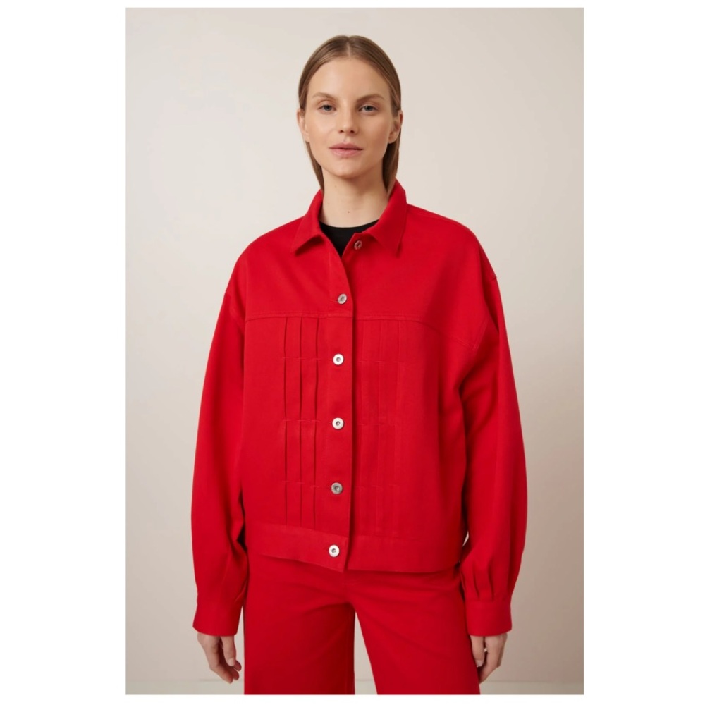 NWT Kowtow Phoenix Denim Jacket in Red, Size M